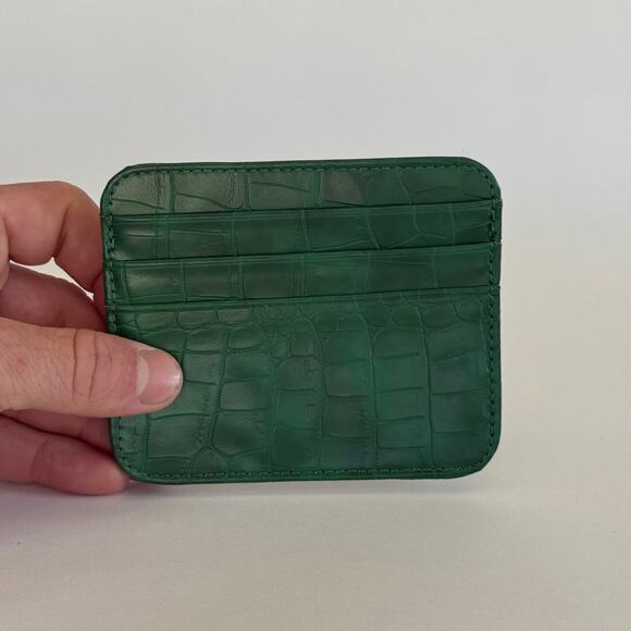green vintage crocodile print both sided card holder - Picture 2 of 12